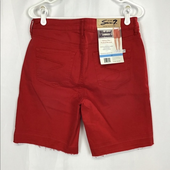 Seven7 Solid Red Weekend Bermuda Shorts - Picture 2 of 10